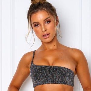 NWT White Fox Boutique Bikini Top Rainbow Lurex